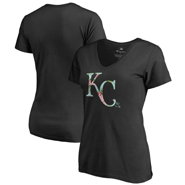 2020 MLB Kansas City Royals Fanatics Branded Women Lovely VNeck TShirt  Black
